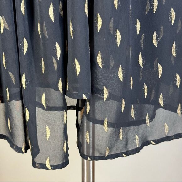 Collective Concepts Maternity Midi Dress Metallic Gold & Black Sheer A-Line M-L - Picture 13 of 13